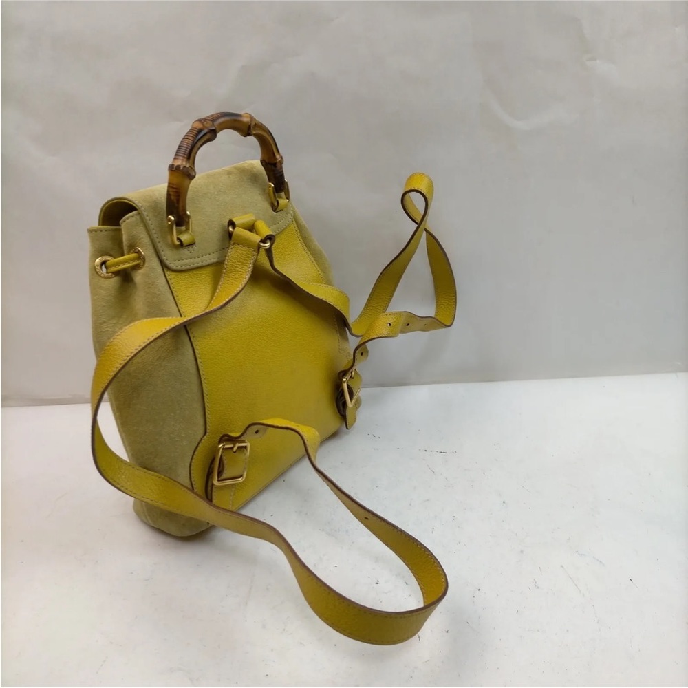 Gucci Vintage Bamboo Suede & Leather Backpack - Picture 9 of 17